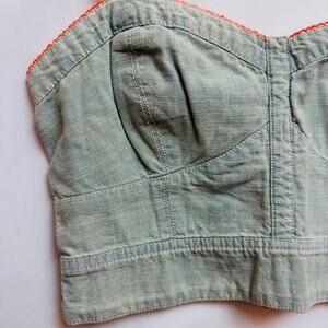 American Eagle Tube Top Womens Small smocked Blue/denim Color Cotton